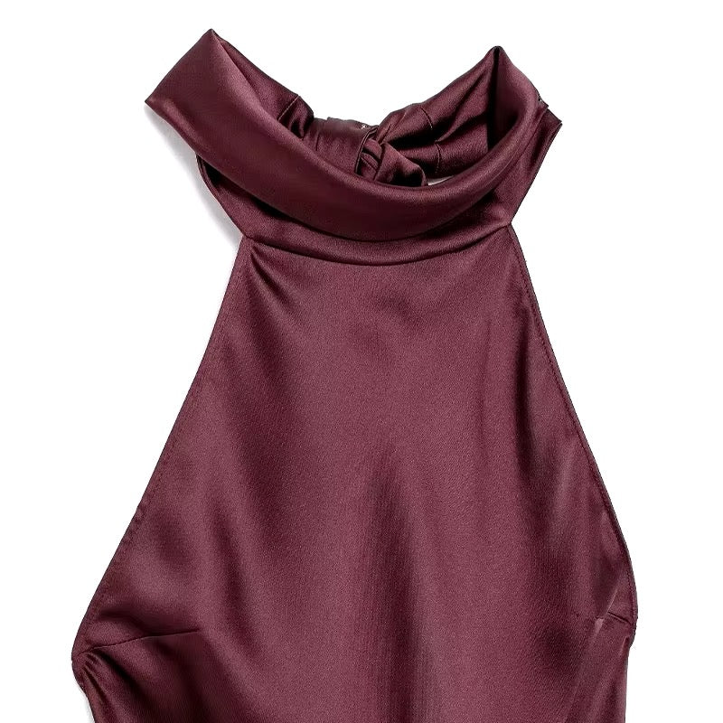 Vestido vino satin