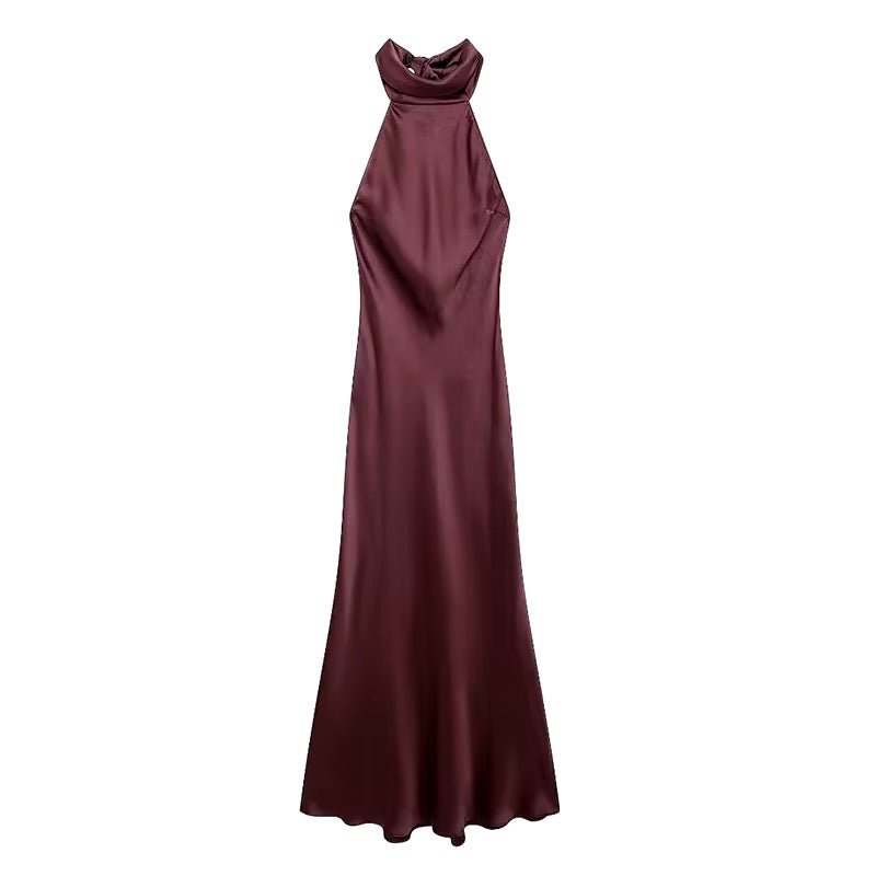 Vestido vino satin