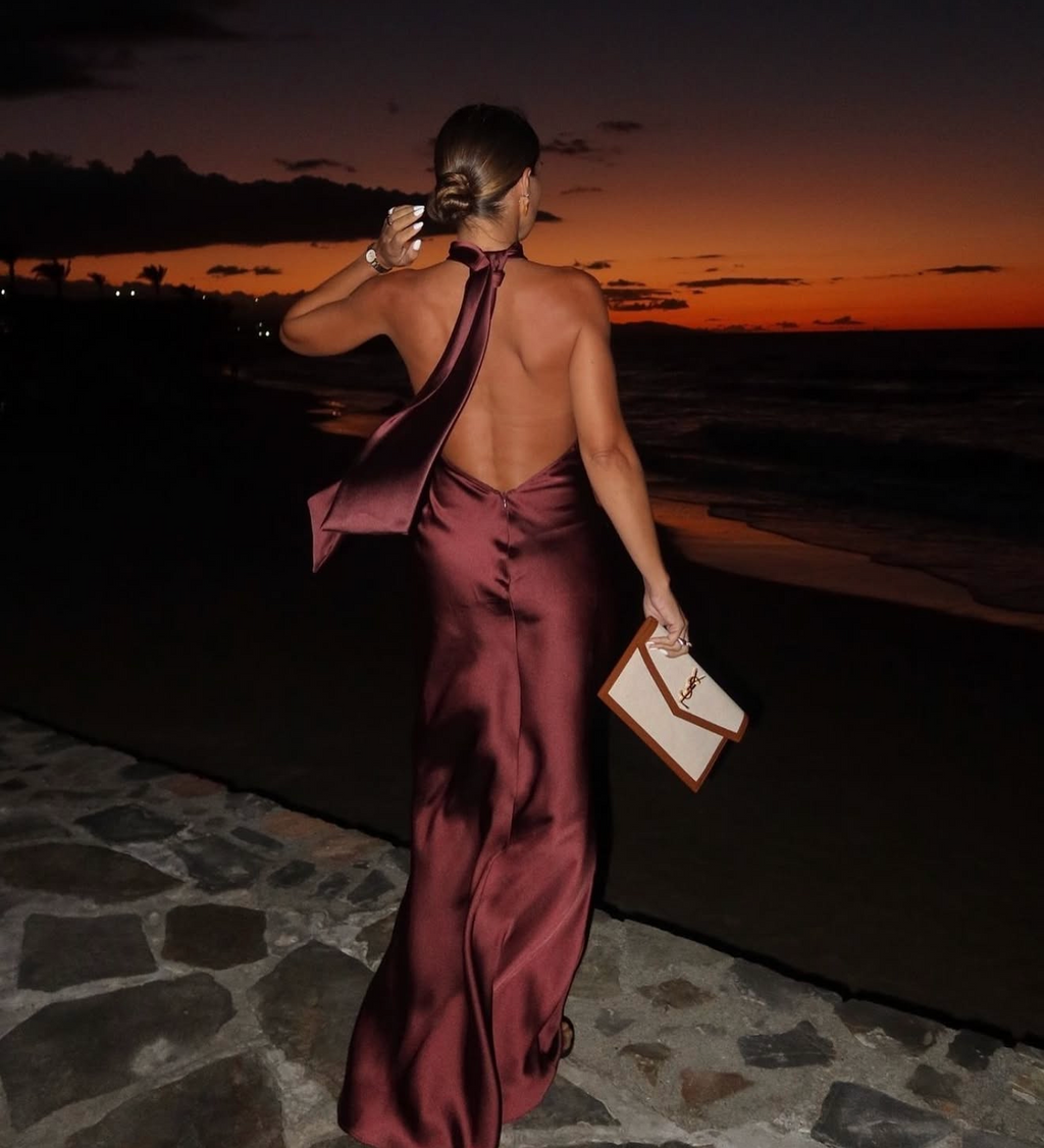 Vestido vino satin
