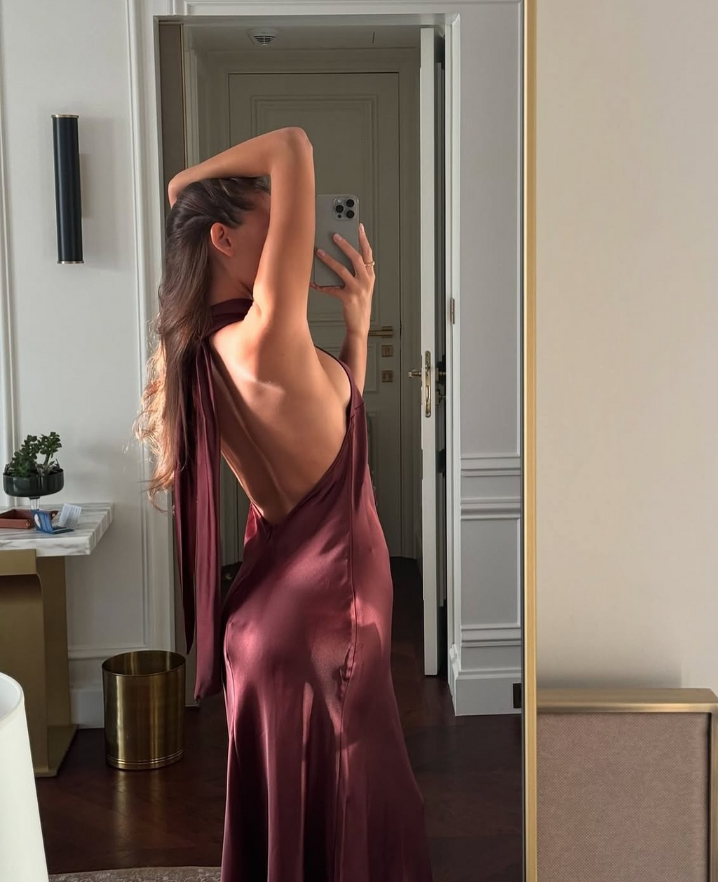 Vestido vino satin