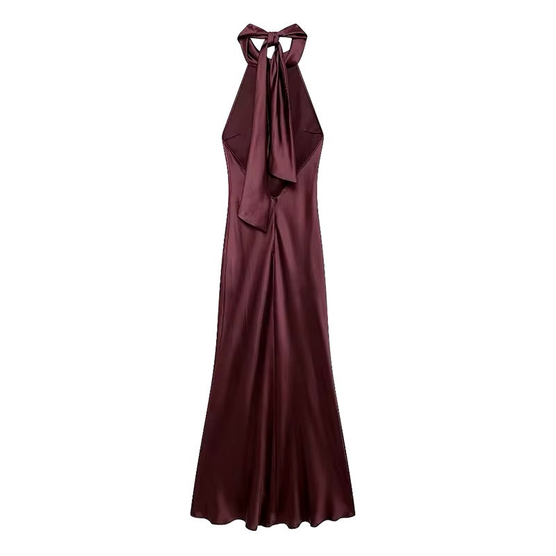 Vestido vino satin